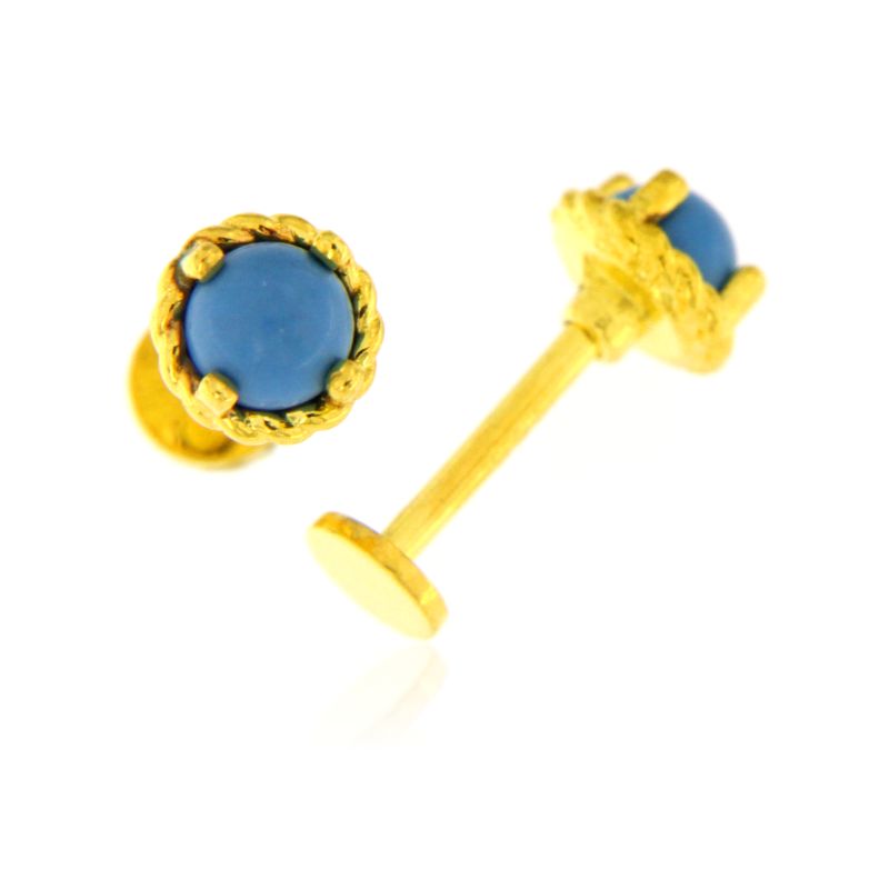 Piercing con Pasta di Turchese - Orecchini Donna Oro Placcato 18K