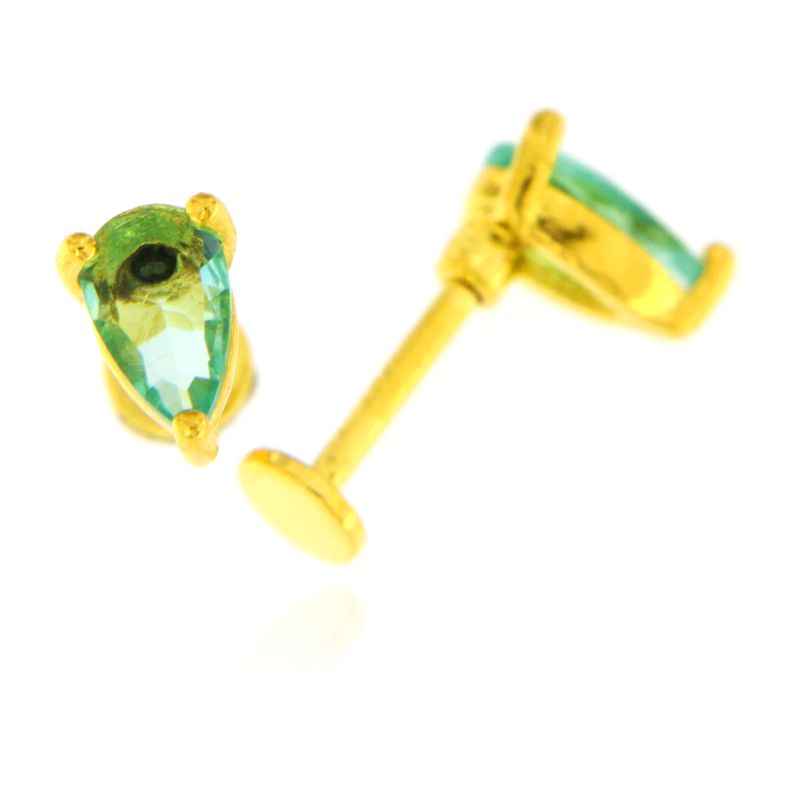 Piercing Goccia Smeraldo - Orecchini Donna Oro Placcato 18K
