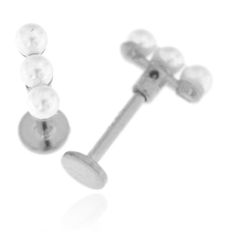 Piercing Tre Perle - Orecchini Donna Argento 925
