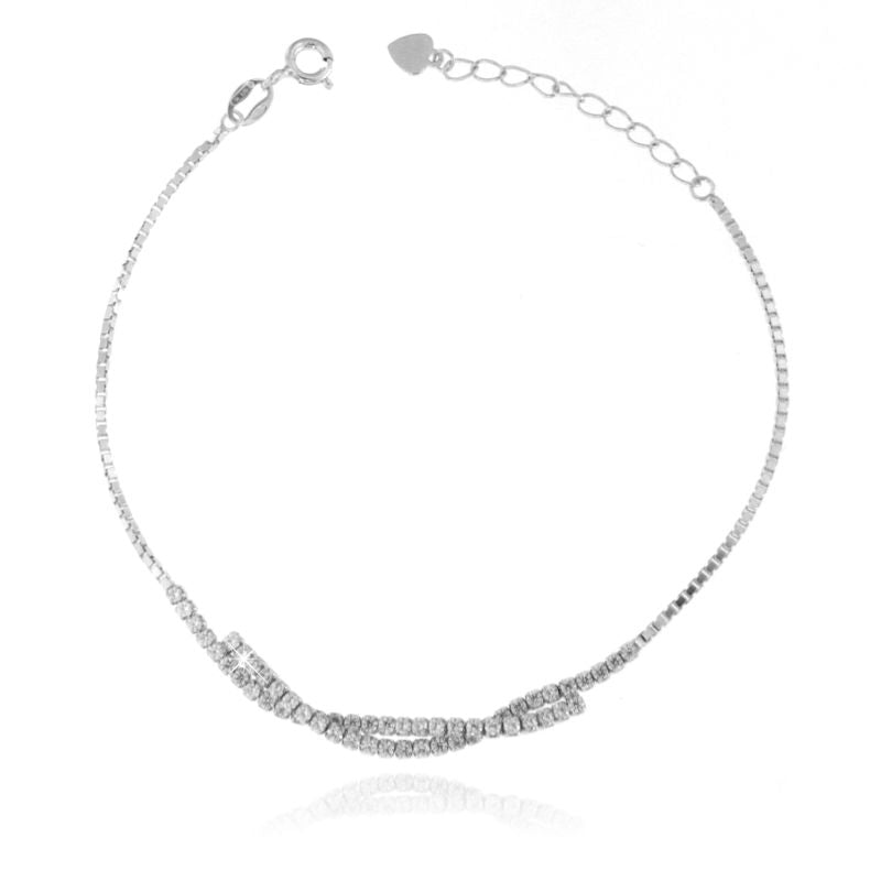 Braccialetto Tennis Intrecciato - Bracciale Donna Argento 925