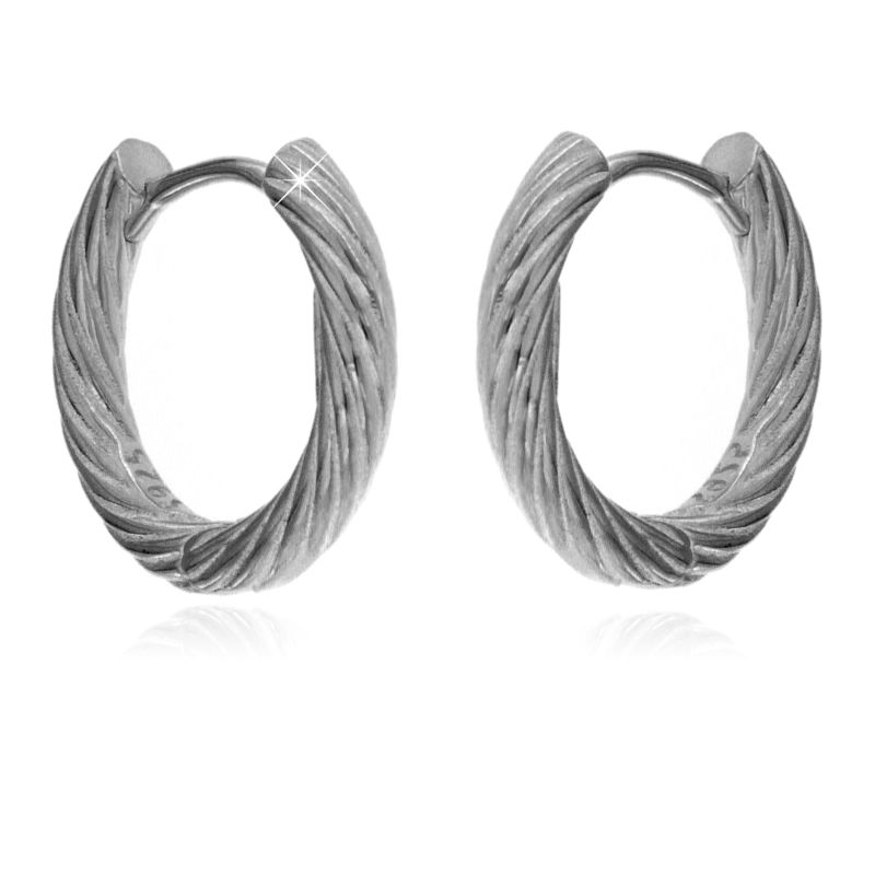 Orecchini Scattino Cerchio Lavorato 16mm - Orecchini Donna Argento 925