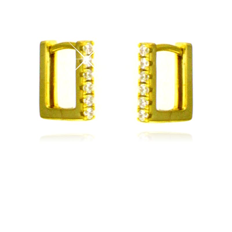 Orecchini Square Hoop Con Zirconi - Orecchini Donna Oro Placcato 18K