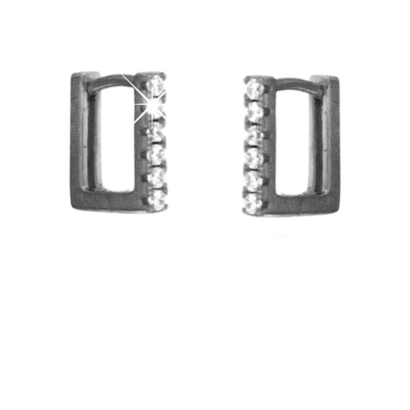 Orecchini Square Hoop Con Zirconi - Orecchini Donna Argento 925