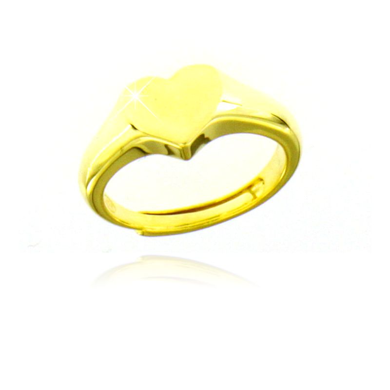 Anello Cuore Liscio Regolabile - Anello Donna Oro Placcato 18K