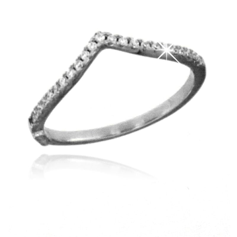 Anello a V Safiria Con Zirconi - Anello Donna Argento 925