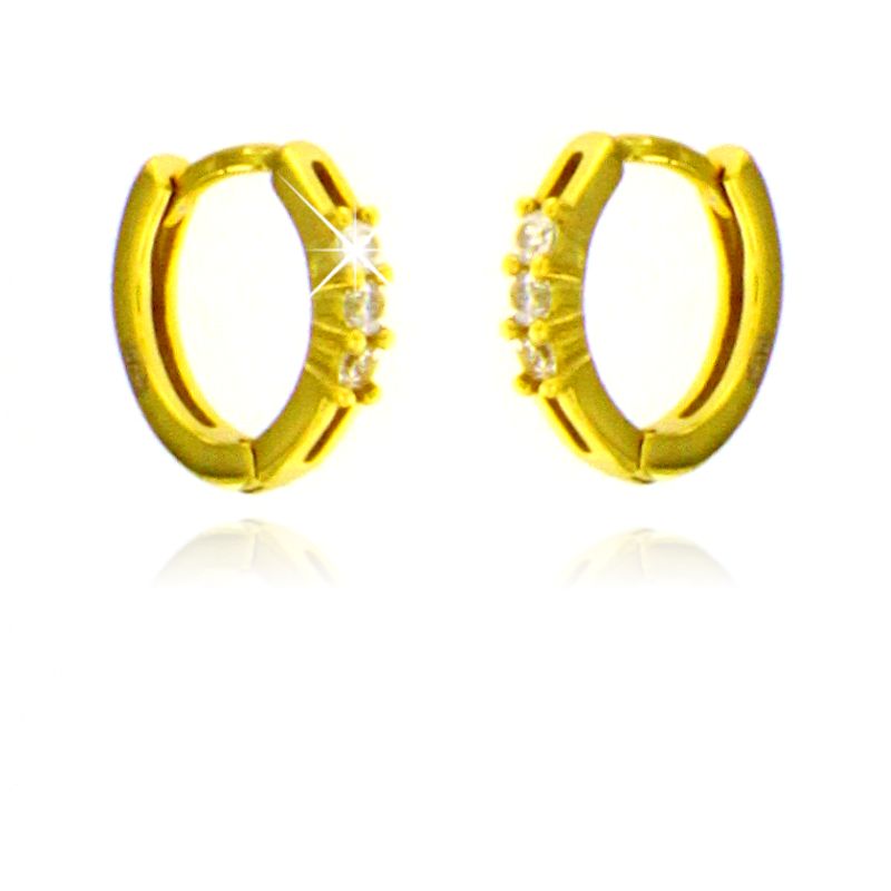 Orecchini Huggie Hoop Con Zirconi Seline - Orecchini Donna Oro Placcato 18K