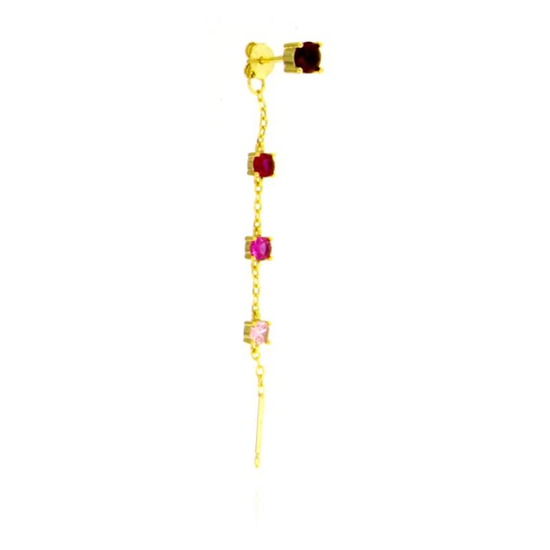Orecchino Mono Punto Luce Fucsia Degradè - Orecchino Donna Argento 925 Placcato Oro 18K