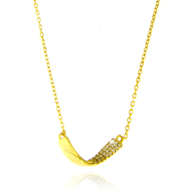 Collana Pendente V - Collanina Donna Oro Placcato 18K