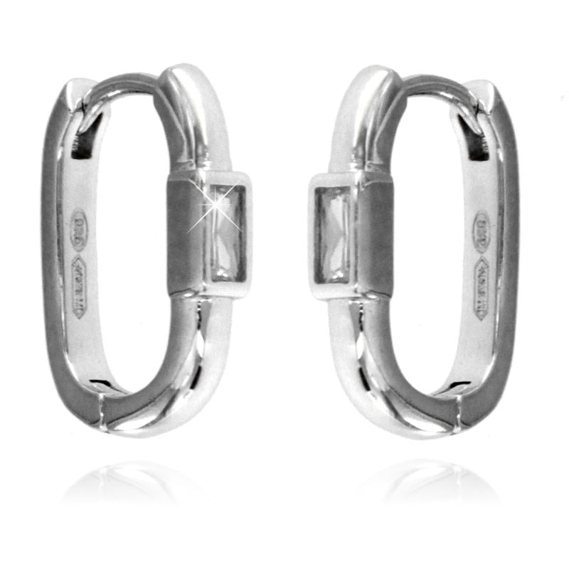 Orecchini Ovali con Zircone Baguette - Orecchini Donna Argento 925