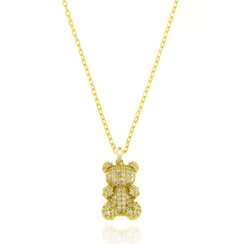 Collana Orsetto con Zirconi - Collanina Donna Argento 925