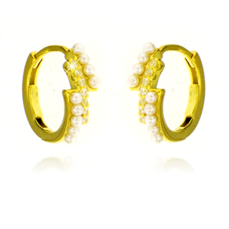 Orecchini Hoop con Perle e Zirconi Ava - Orecchini Donna Argento