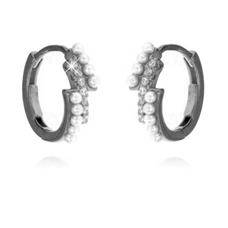Orecchini Hoop con Perle e Zirconi Ava - Orecchini Donna Argento