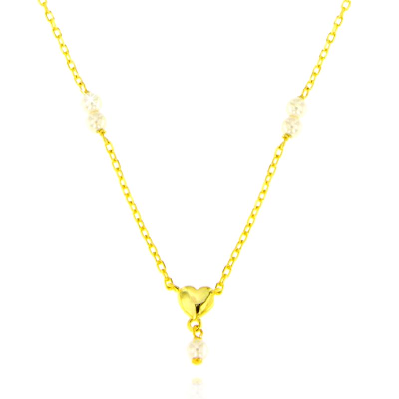 Collana Perle e Cuore Fiamma - Collana Donna Argento 925