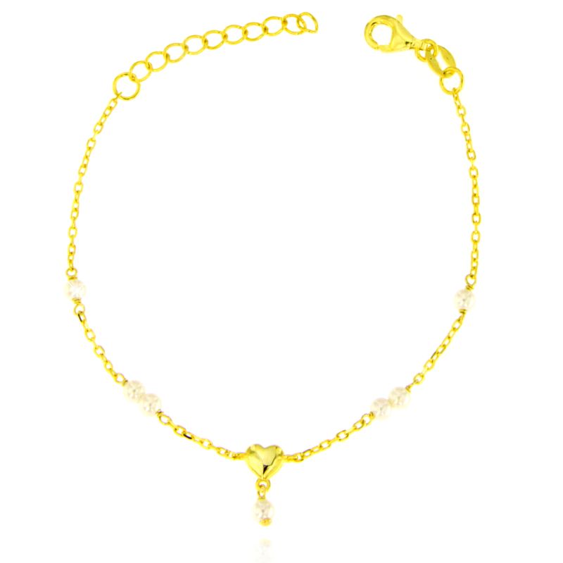 Braccialetto Con Perle e Cuore Monica - Bracciale Donna Argento 925