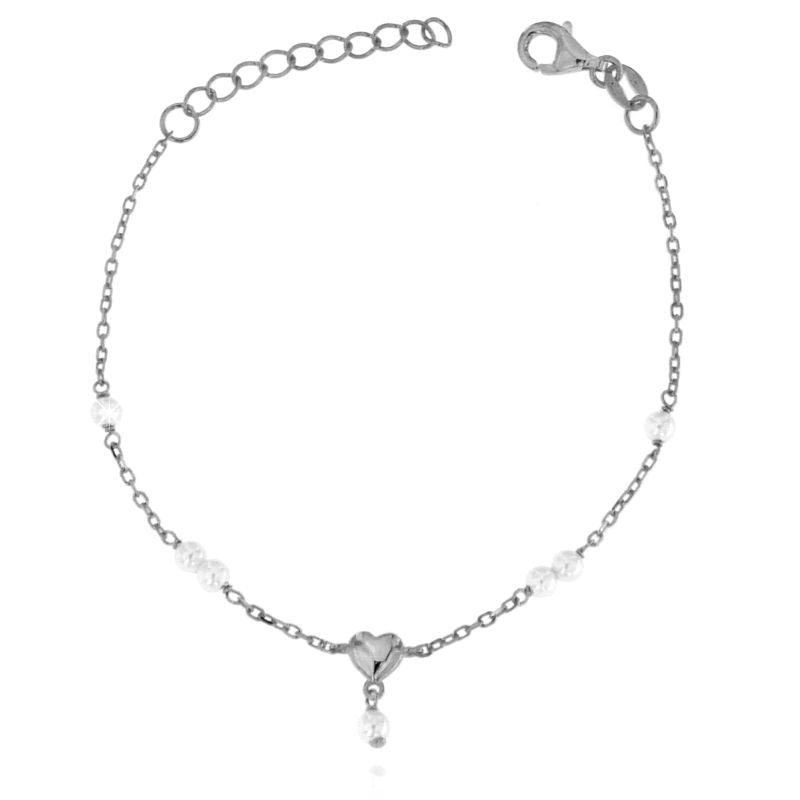 Braccialetto Con Perle e Cuore Monica - Bracciale Donna Argento 925