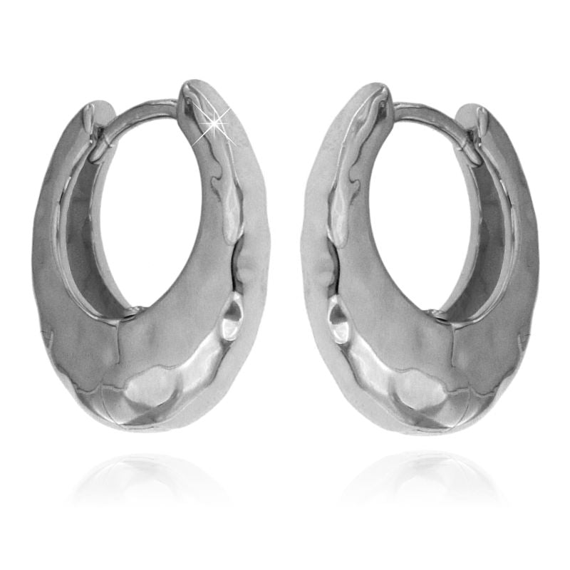 Orecchini Ovali Martellati - Orecchini Donna Argento 925