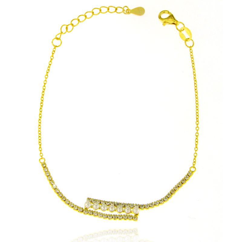 Bracciale Tennis con Perle - Bracciale Donna Argento 925