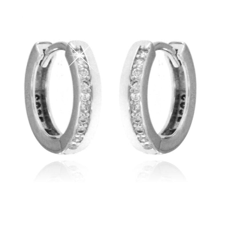 Orecchini Huggie Hoop con Zirconi- Orecchini Donna Argento 925