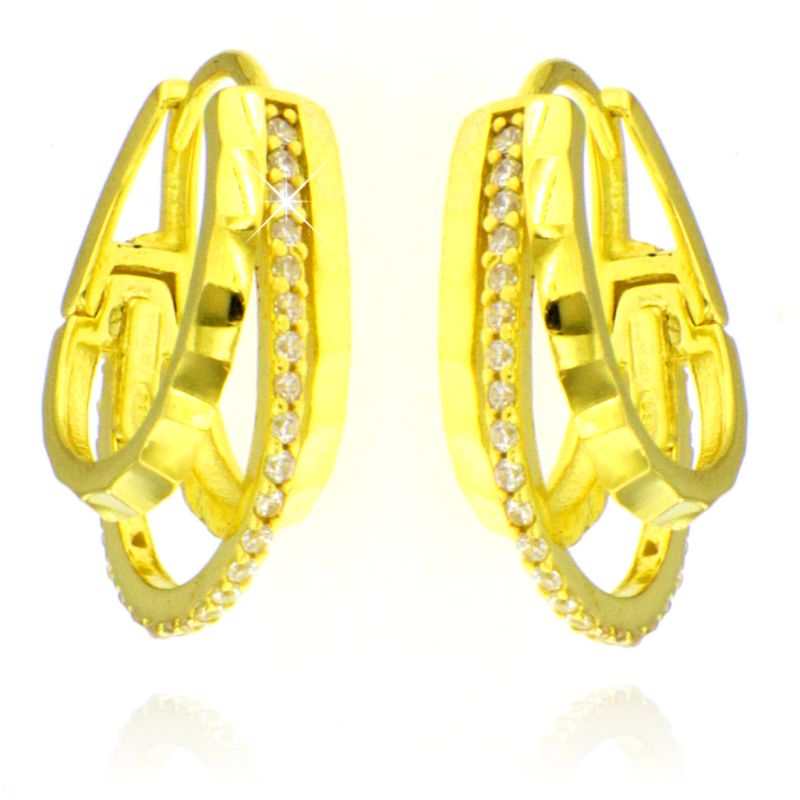 Orecchini Huggie Ovali con Zirconi Nilufar - Orecchini Donna Argento 925