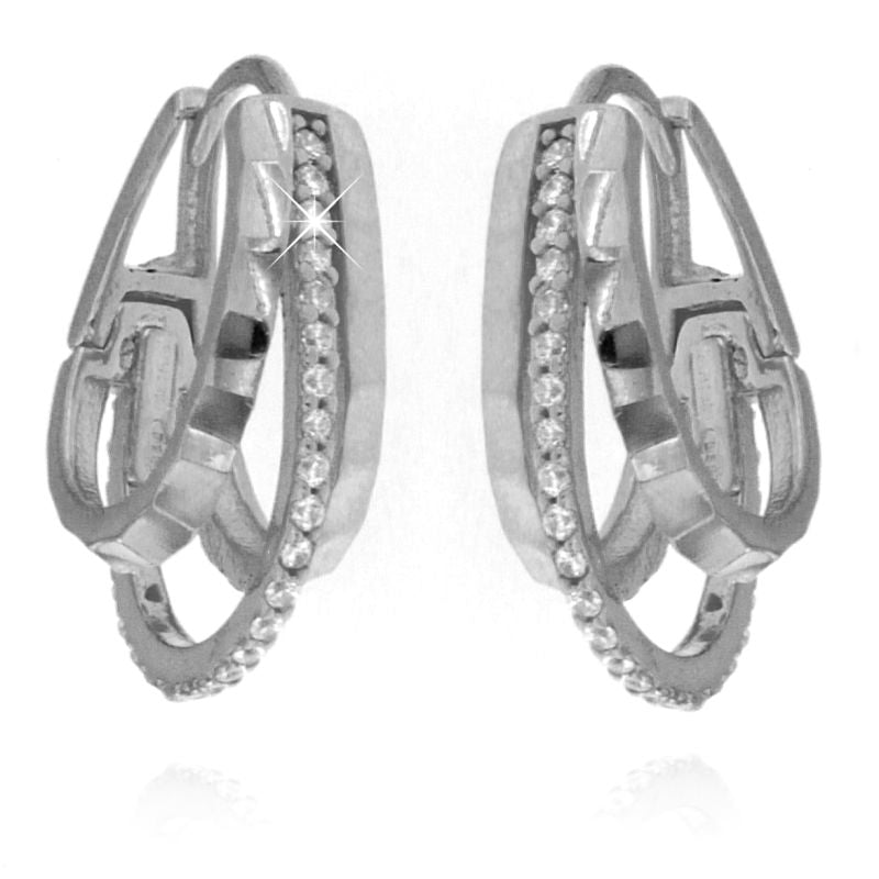 Orecchini Huggie Ovali con Zirconi Nilufar - Orecchini Donna Argento 925