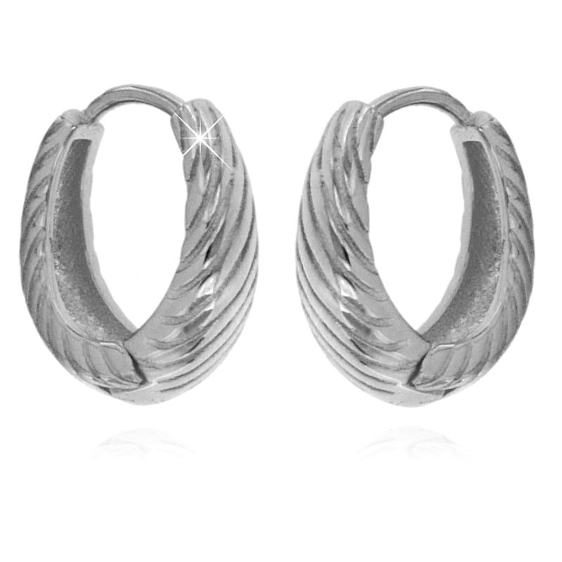 Orecchini Hoop Ovali Lavorati - Orecchini Donna Argento 925