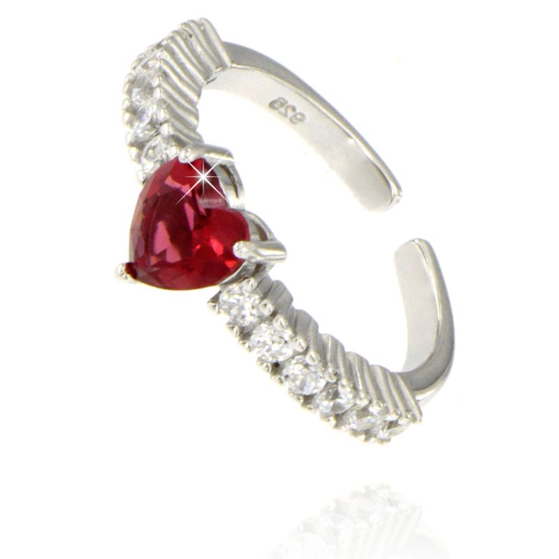 Anello Solitario Con Cuore Centrale Nora - Anello Donna Argento 925