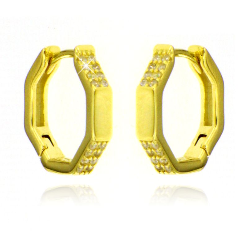 Orecchini Huggie Hoop esagonale - Orecchini Donna Argento 925