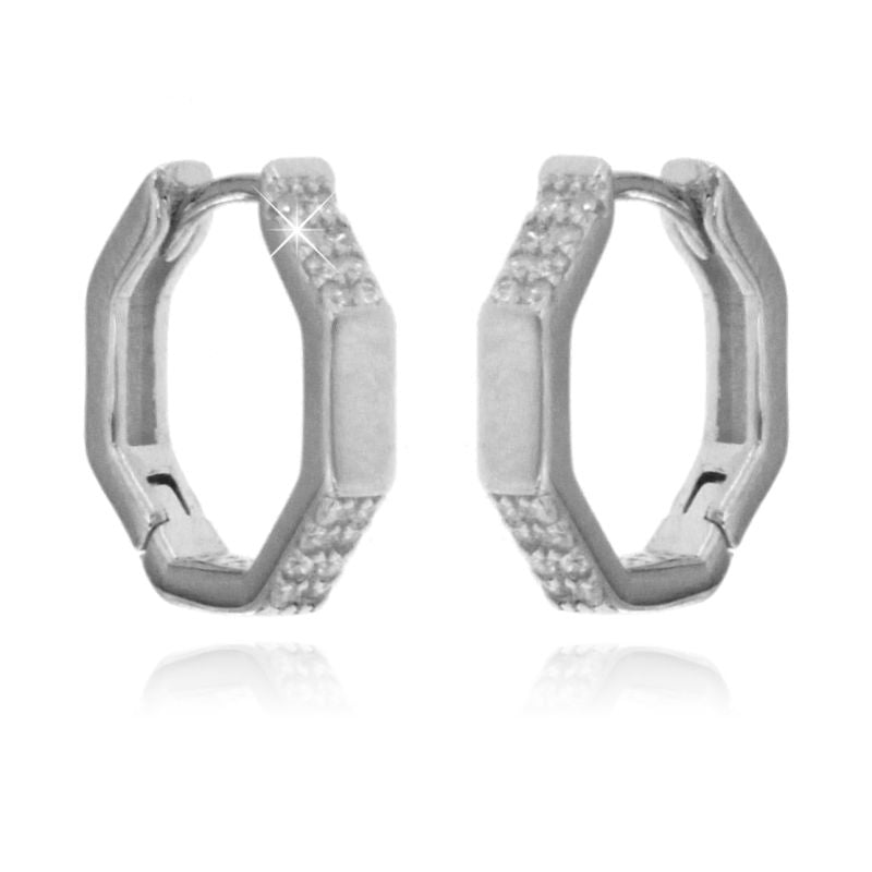 Orecchini Huggie Hoop esagonale - Orecchini Donna Argento 925