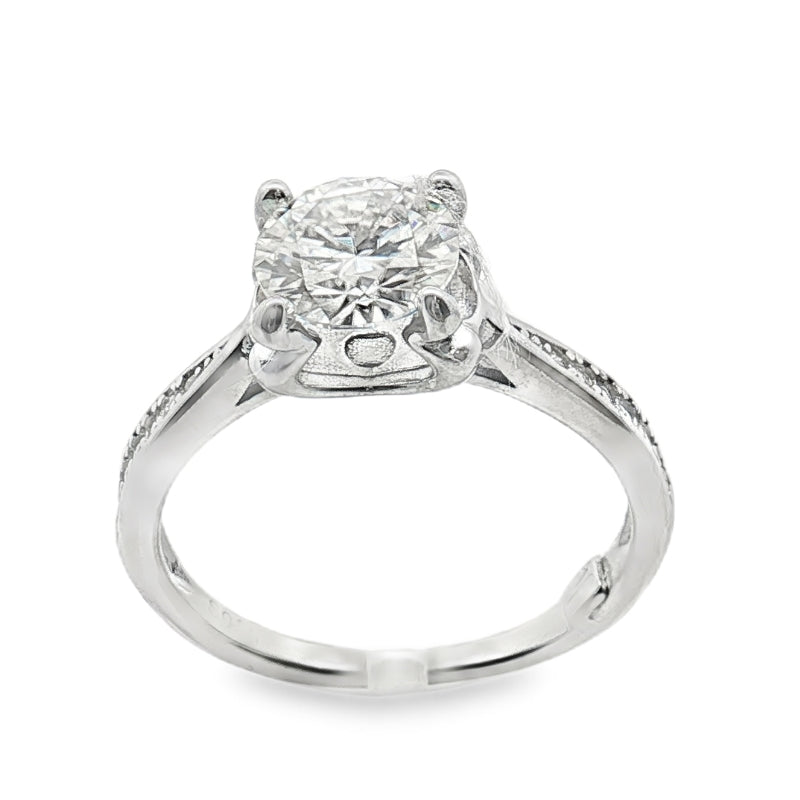 Anello Mimosa – Solitario Moissanite 7mm 4 Griffe | Argento 925