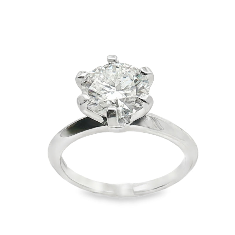 Anello Elsa – Solitario Moissanite 8mm | Argento 925 | Anello di Fidanzamento
