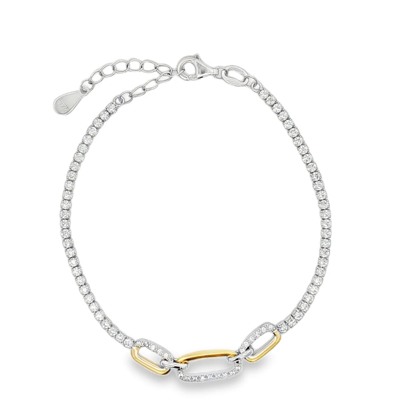 Braccialetto Tennis Zirevyn- Bracciale Bicolor Donna Argento 925