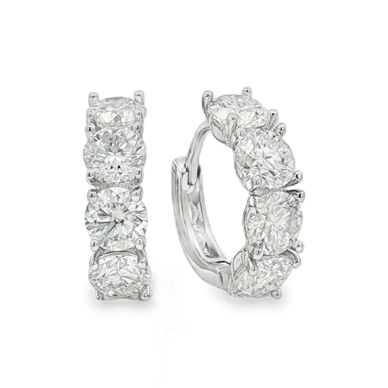 Orecchini Plumeria– Orecchini Moissanite Cerchio Scattini 4 Pietre da 4mm | Argento 925