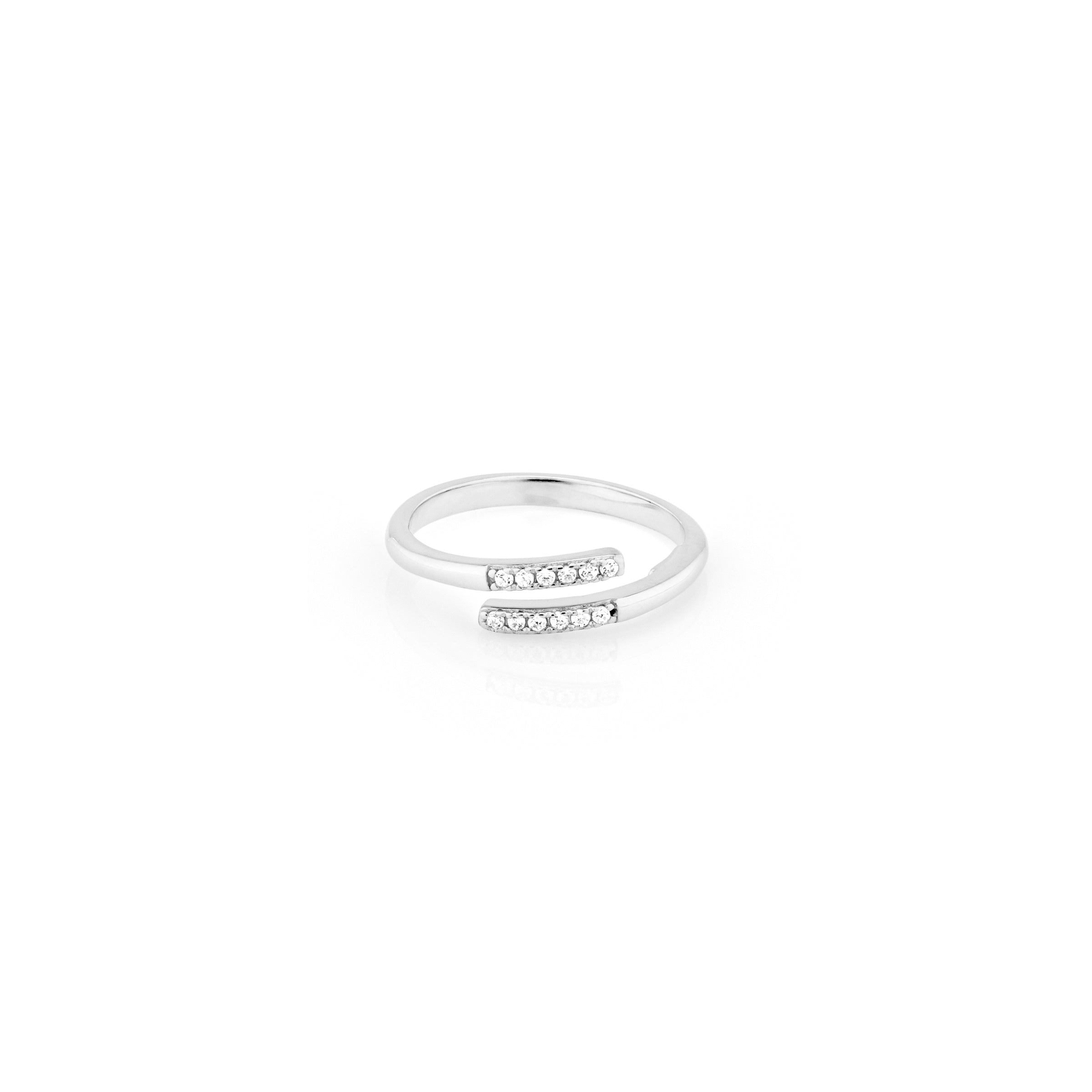 Anello Regolabile Barrette Con Zirconi Bianchi- Anello Donna Argento 925