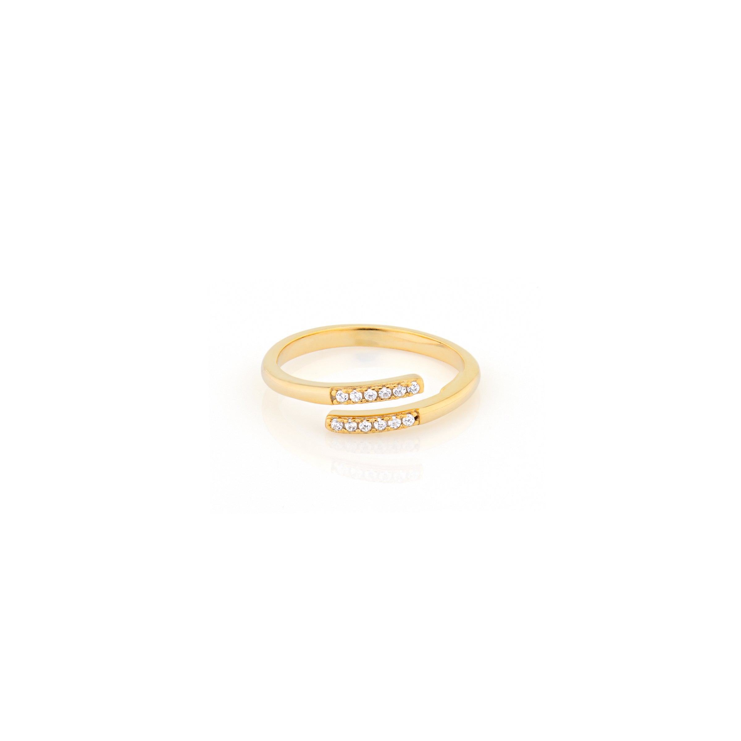 Anello Regolabile Barrette Con Zirconi Bianchi - Anello Donna Oro Placcato 18K