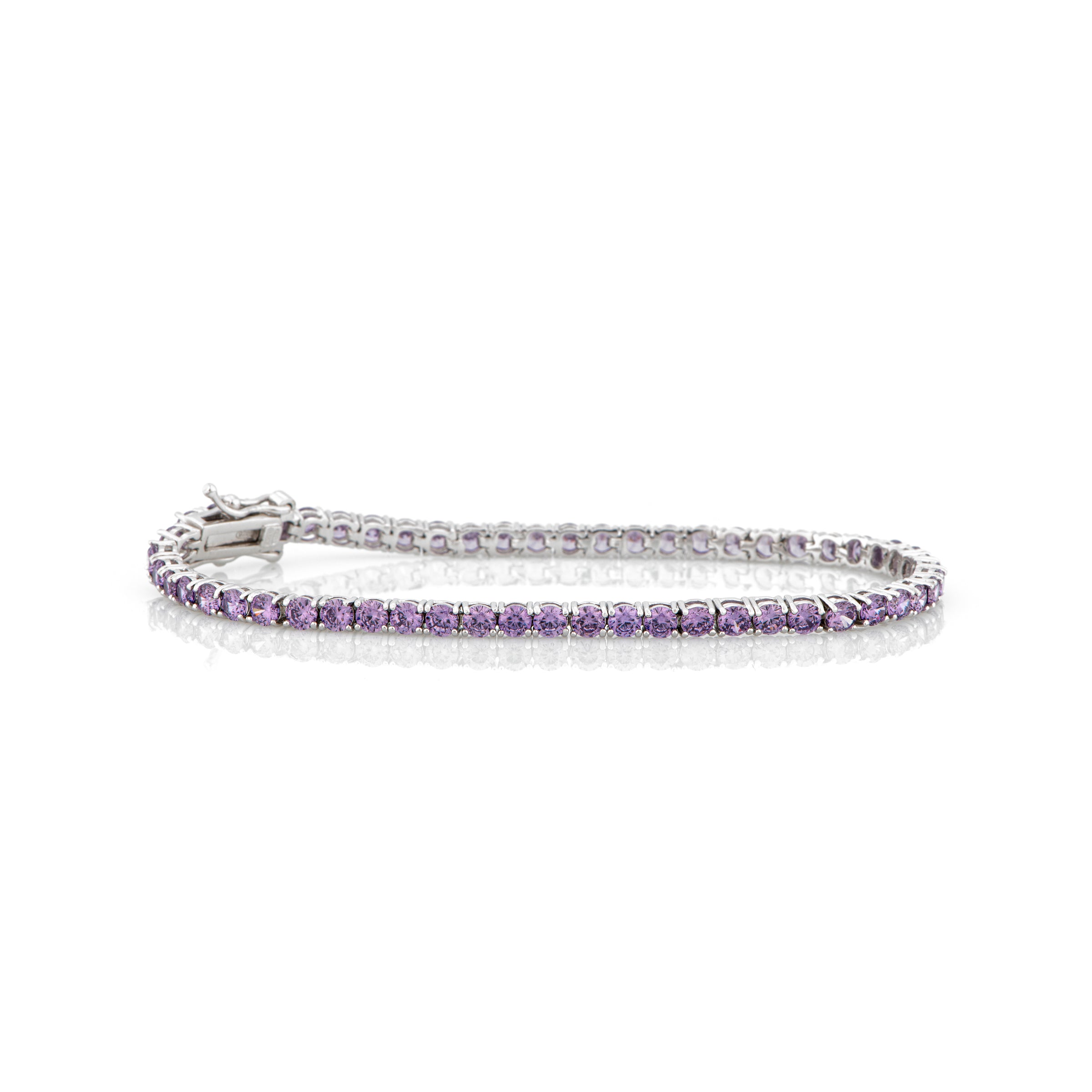 Braccialetto Tennis 3 mm Luisa - Bracciale Donna Argento e Zirconi Ametista
