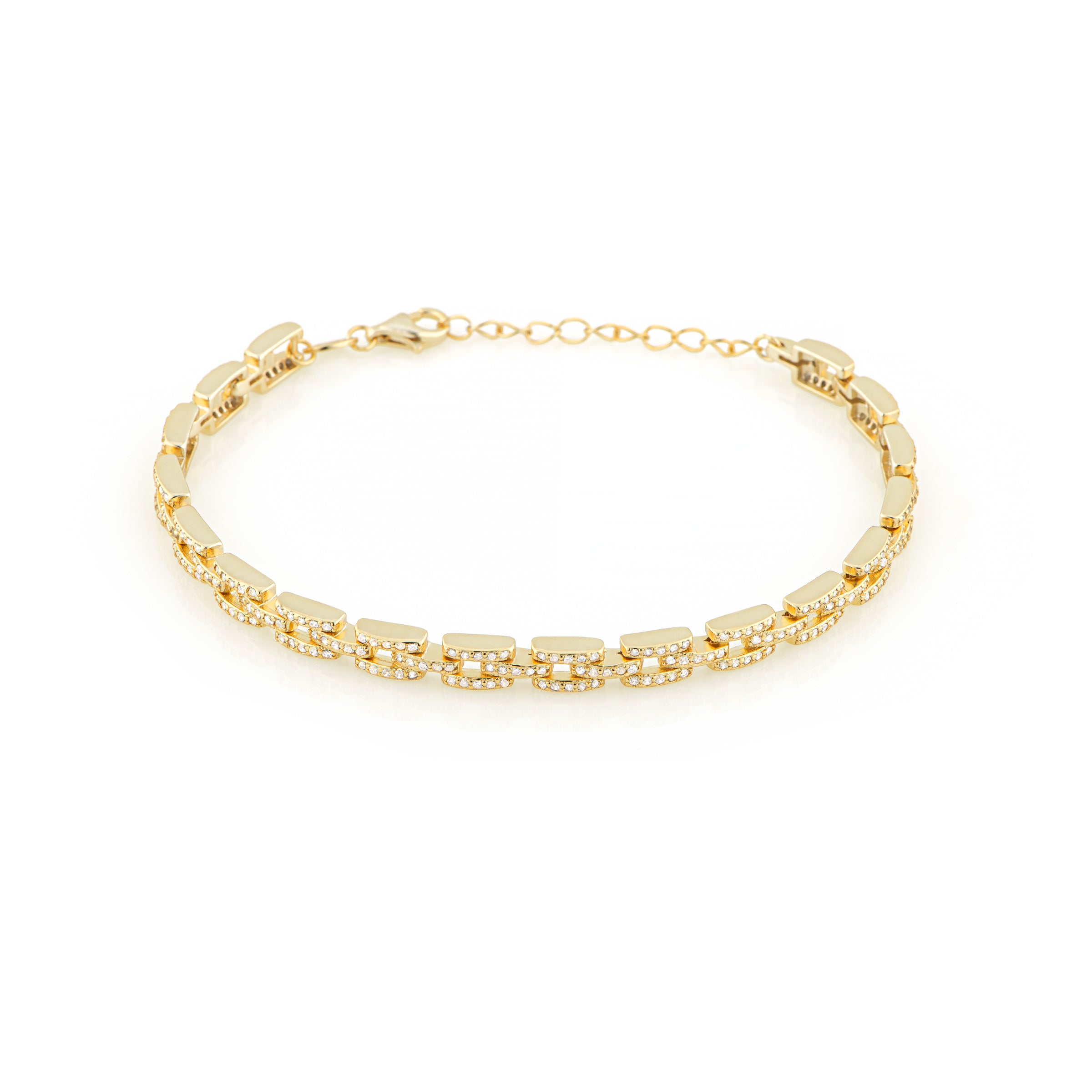 Braccialetto Pavè di Zirconi Bianchi - Bracciale Donna Oro Placcato 18K