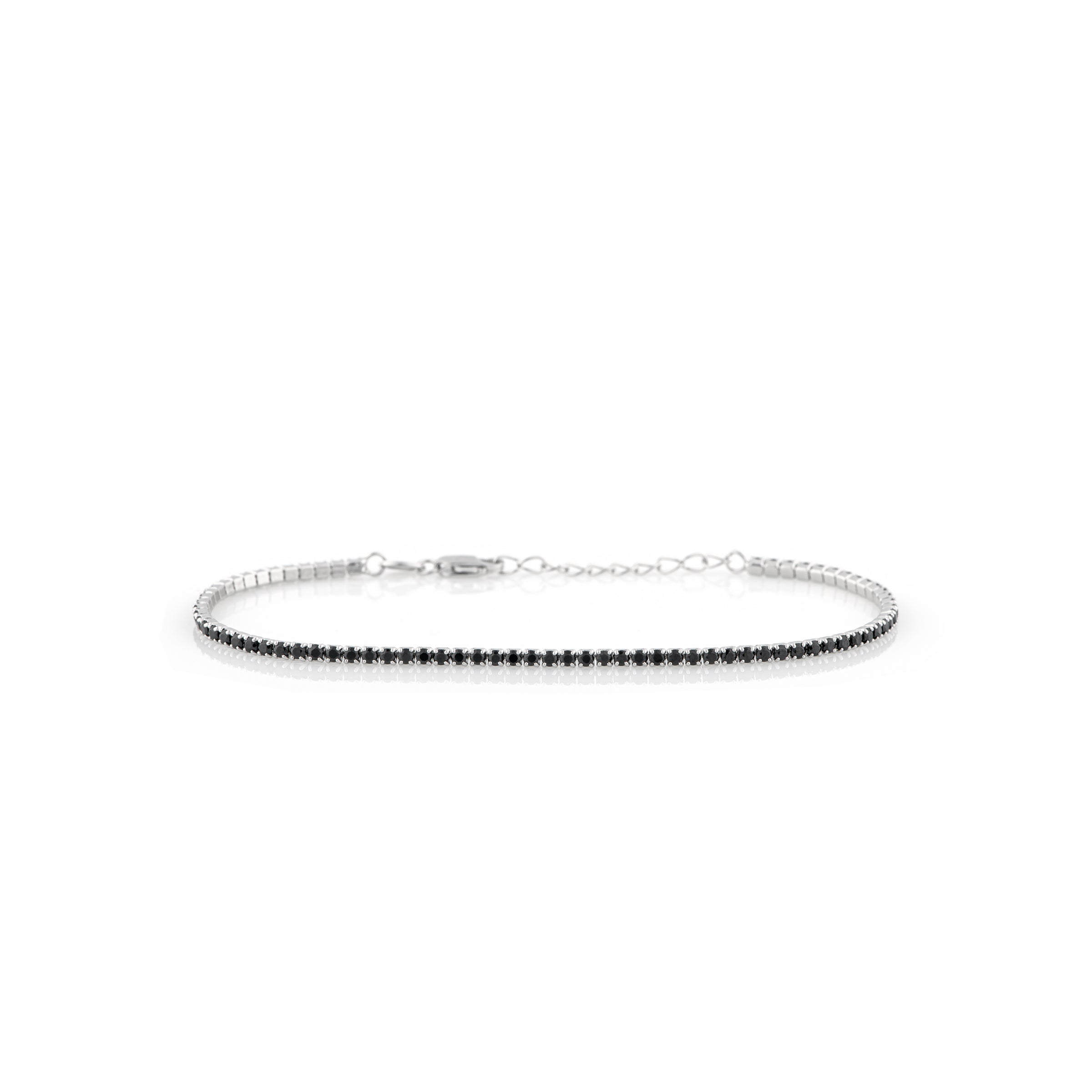 Braccialetto Tennis Zirconi Neri Elide - Bracciale Uomo Argento e Zirconi