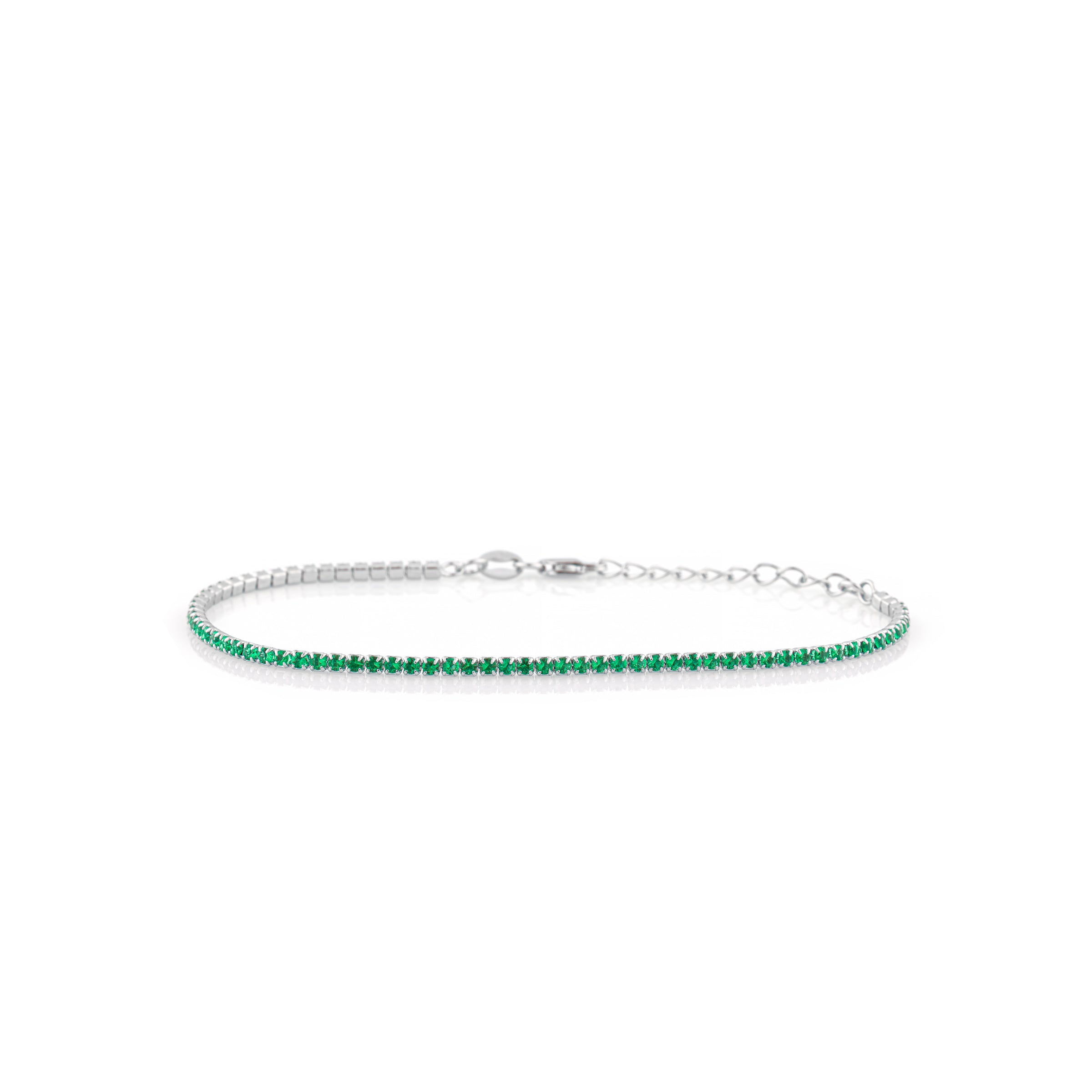 Braccialetto Tennis Verde Smeraldo Elide - Bracciale Donna Argento e Zirconi