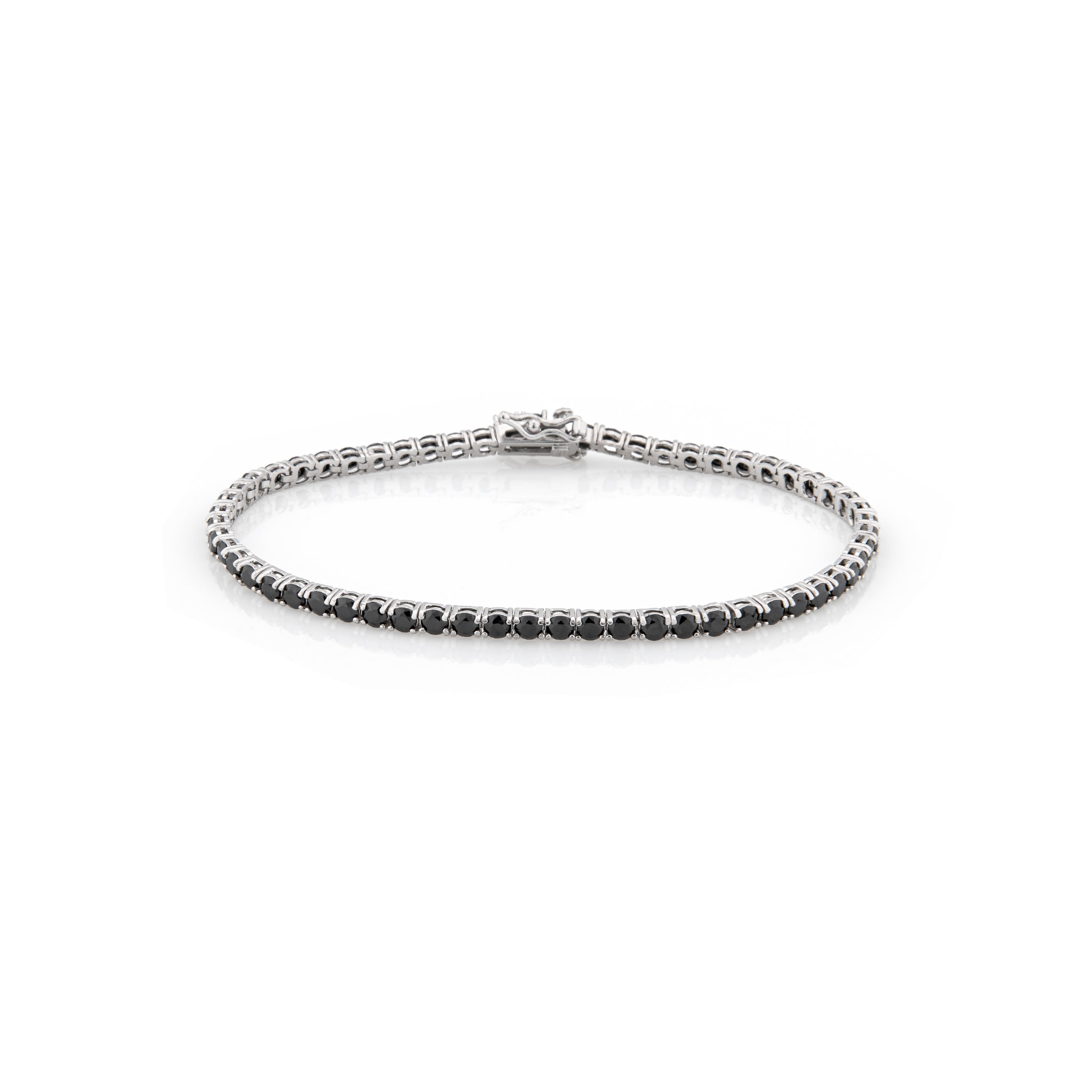 Braccialetto Tennis 3 mm - Bracciale Uomo Argento e Zirconi Neri