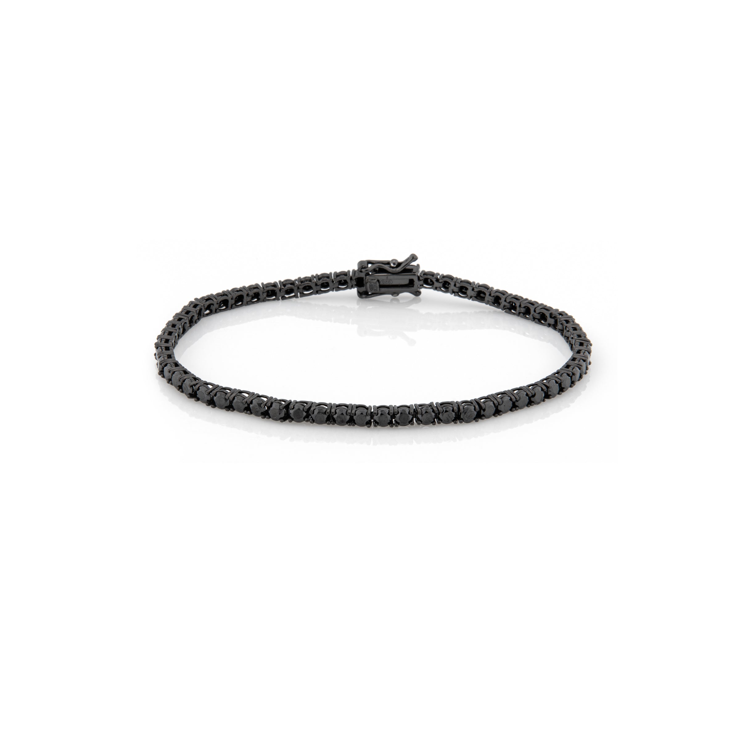 Braccialetto Tennis 3 mm Rutenio - Bracciale Uomo Argento e Zirconi Neri
