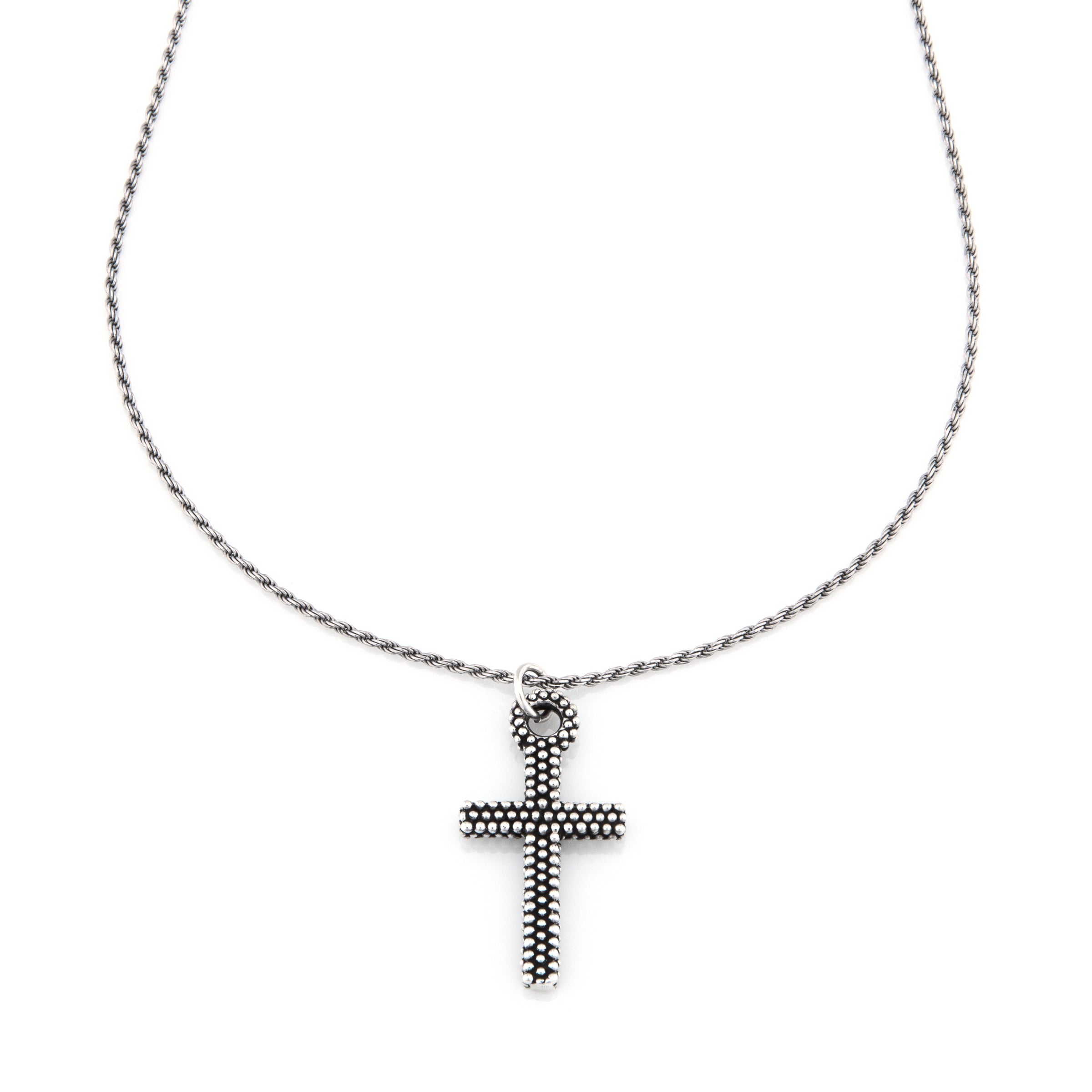 Collana Pendente Charm Puntinato Croce - Collana Uomo Argento 925