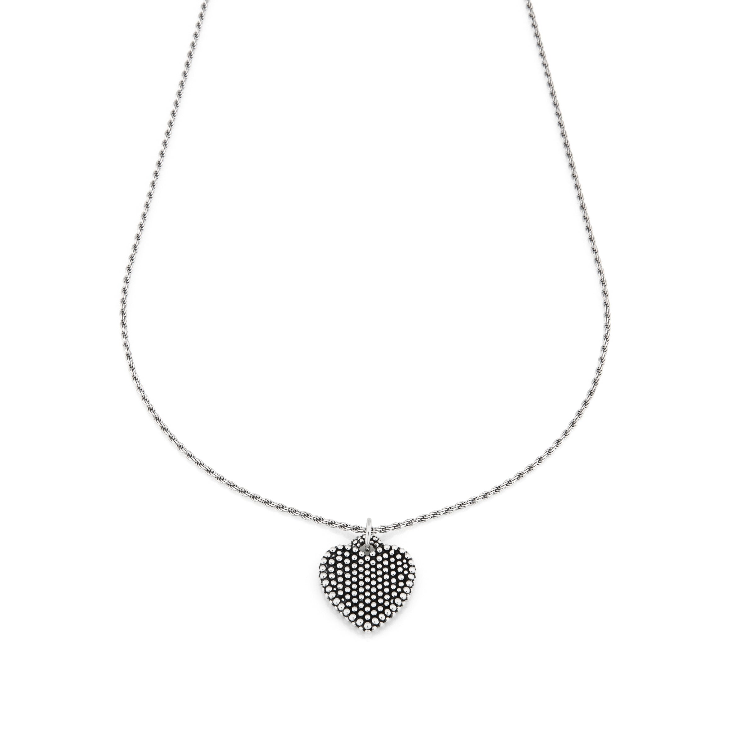 Collana Pendente Charm Puntinato Cuore - Collana Donna Argento 925