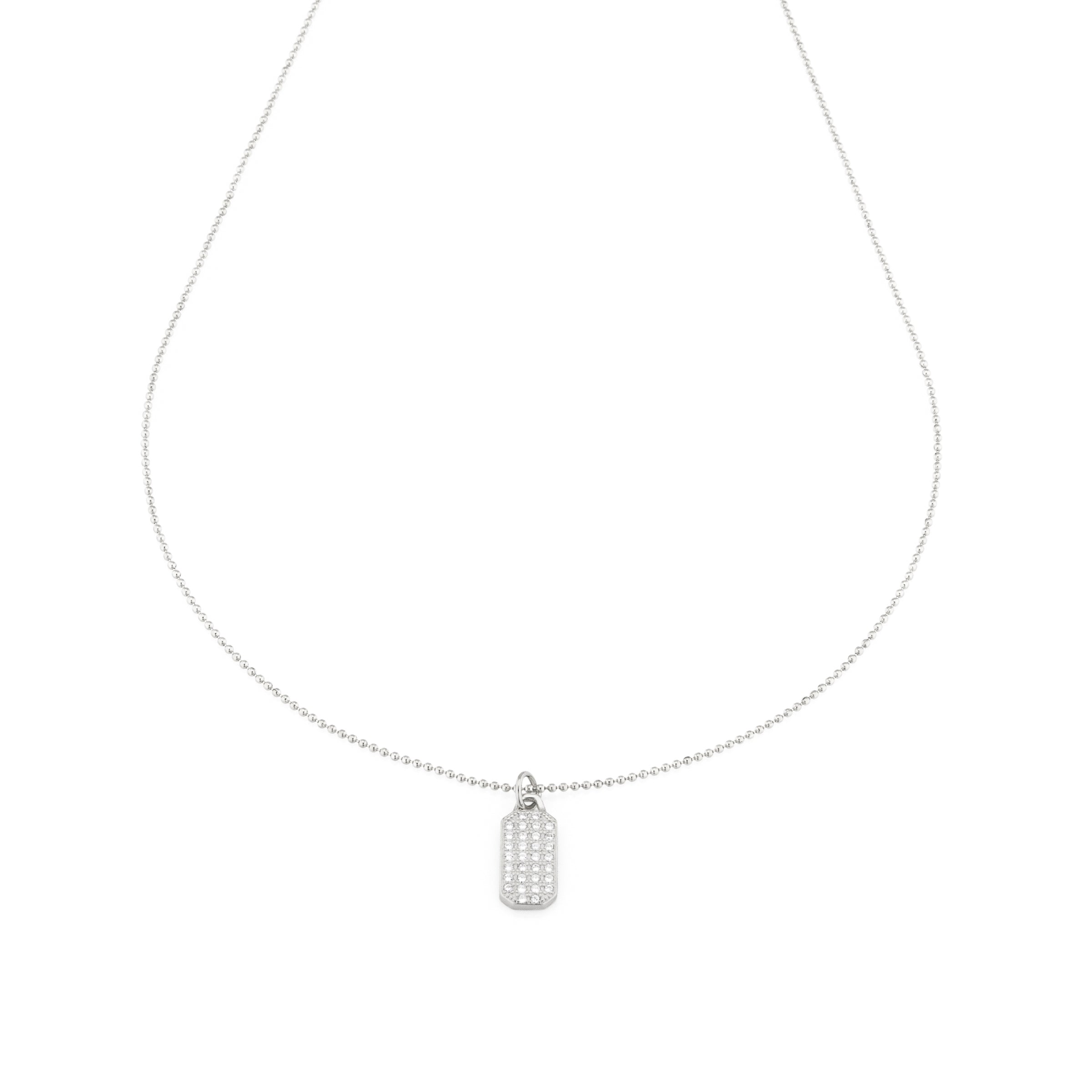 Collana Con Piastrina Militare di Zirconi Annalisa - Collanina Donna Argento 925