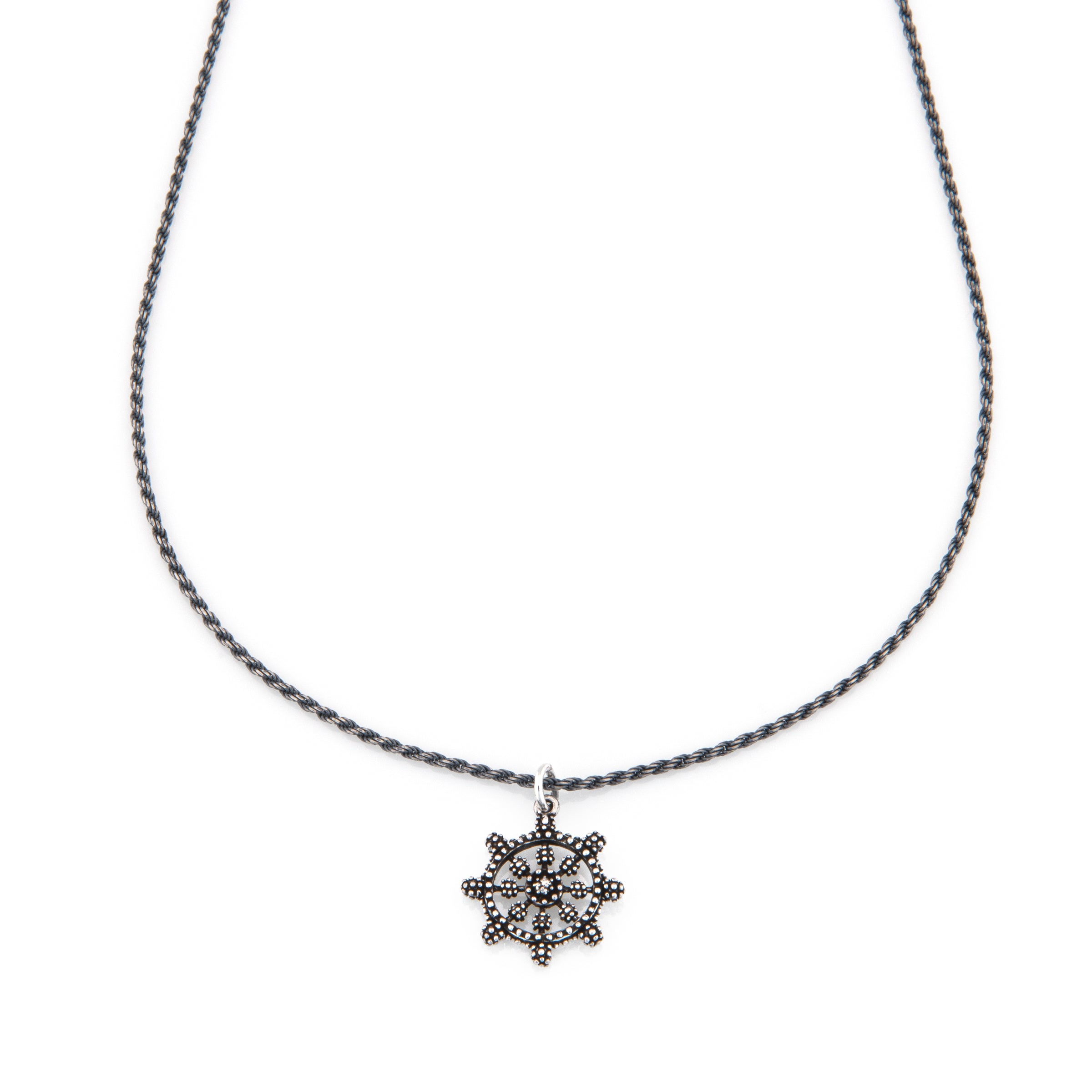 Collana Pendente Charm Puntinato Timone - Collana Uomo Argento 925