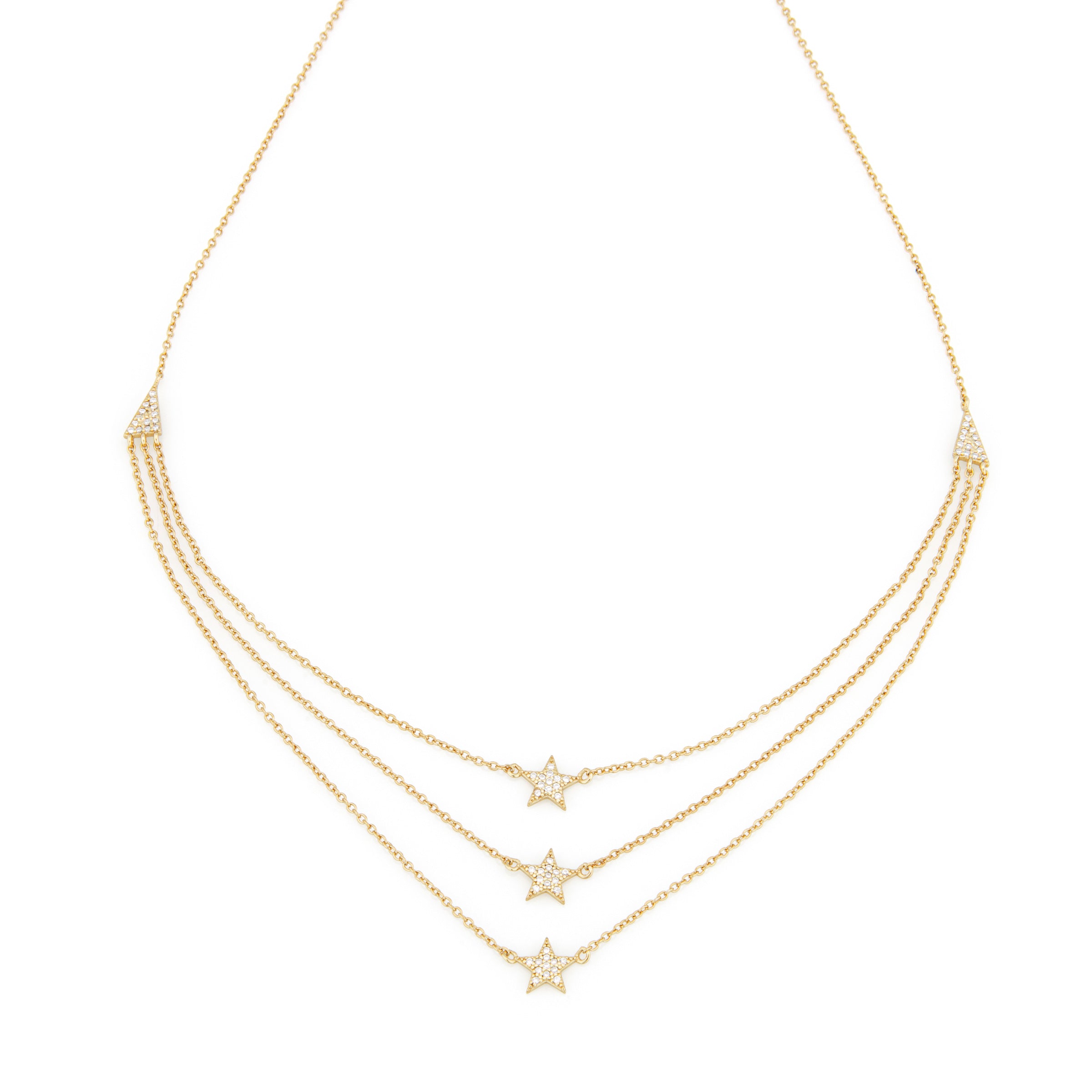 Collana A Tre Fili Stelle - Collanina Donna Oro Placcato 18K