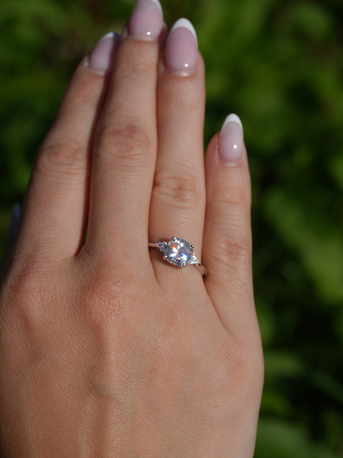 Anello Sky– Solitario Moissanite quadrato 7 mm 4 Griffe | Argento 925