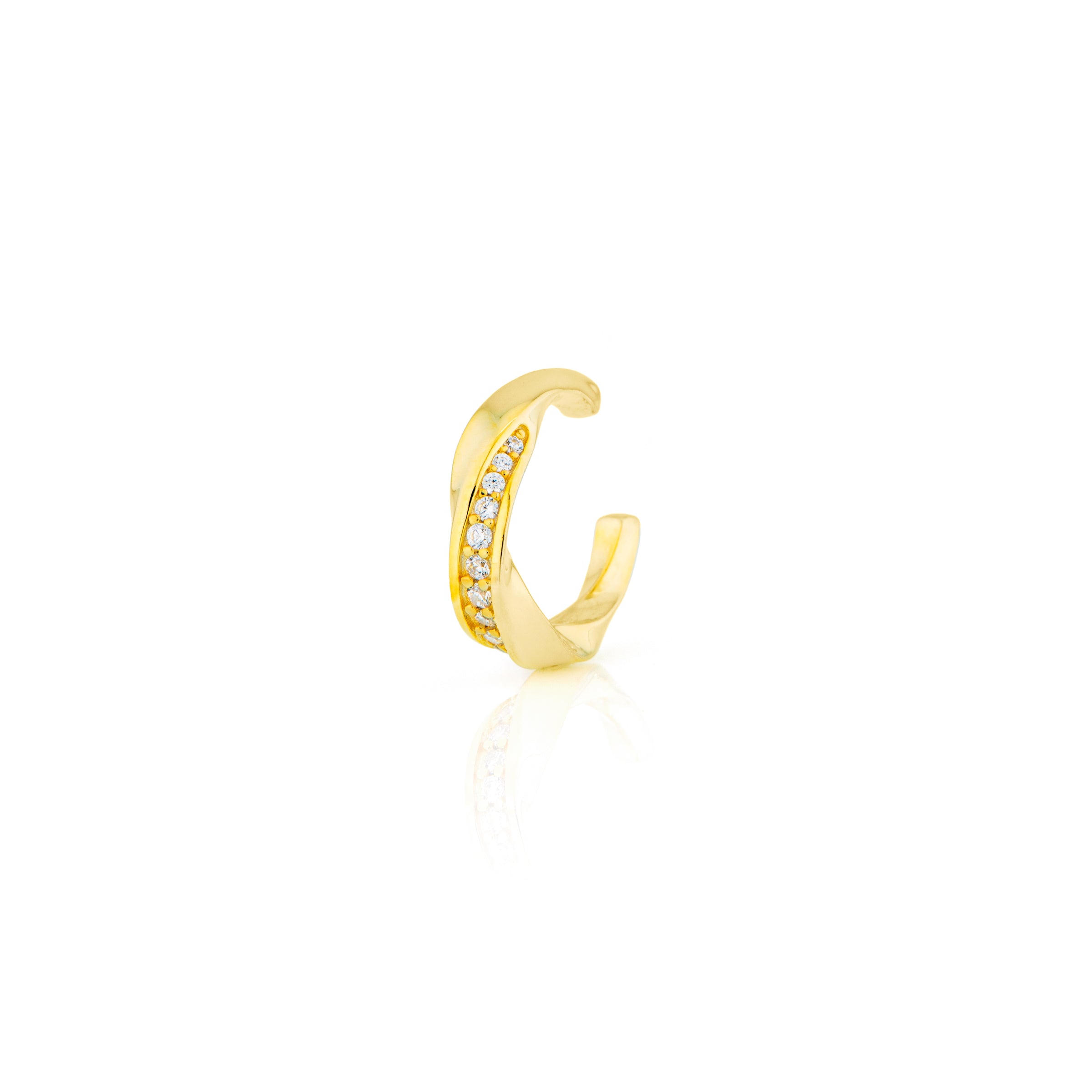 Ear Cuff Torchon E Zirconi- Ear Cuff Donna Oro Placcato 18K