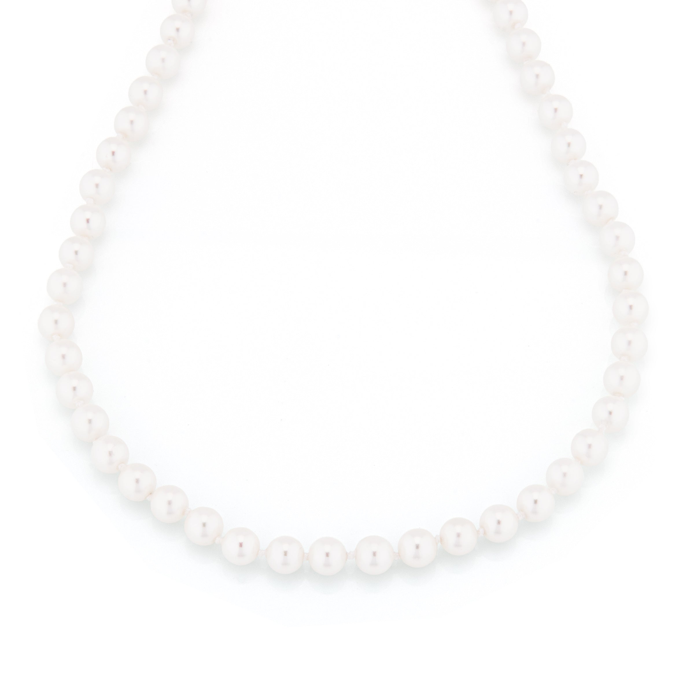 Collana Perle 6mm Con Moschettone Marinaio - Collanina Donna Argento 925