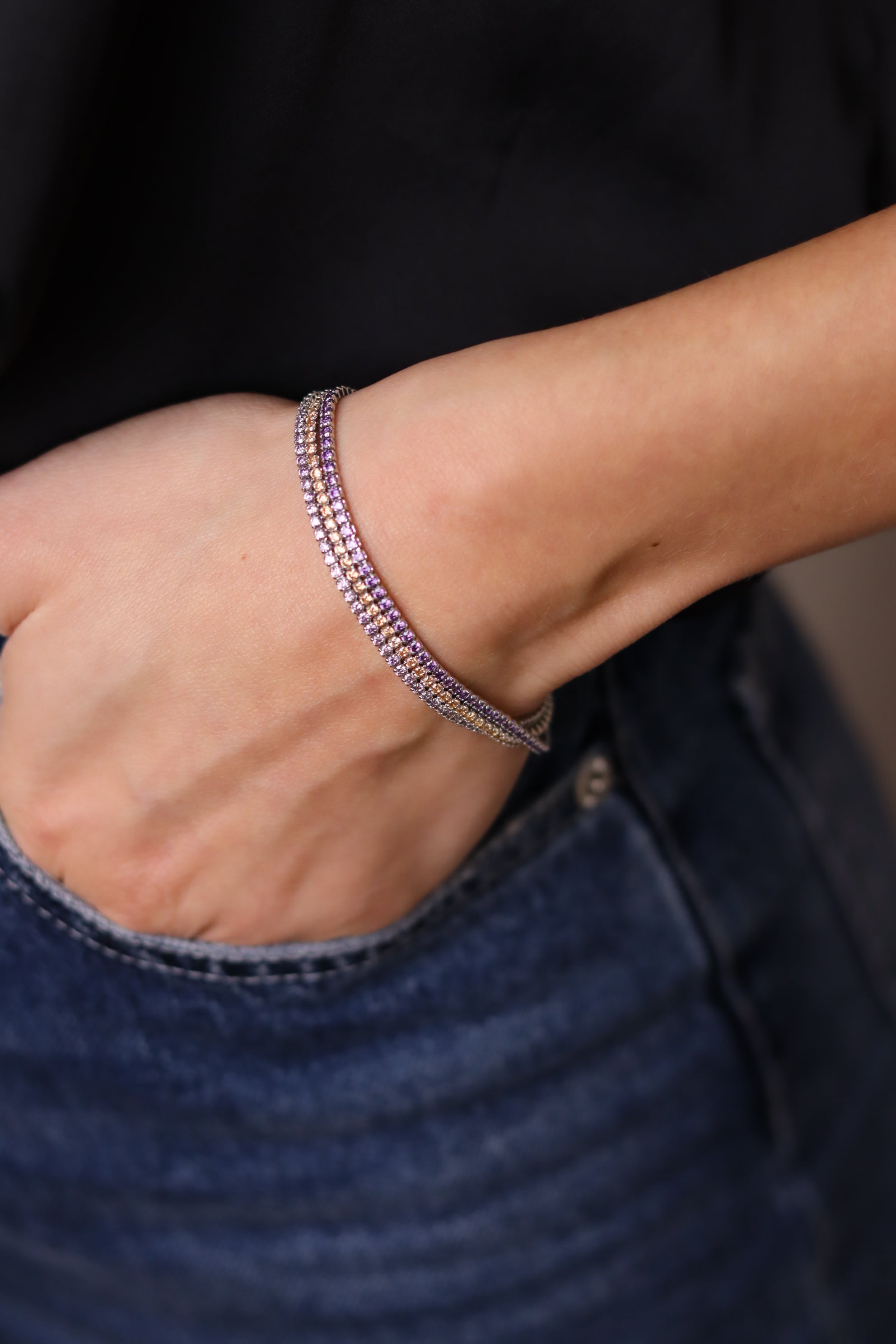 Braccialetto Tennis Elide Champagne - Bracciale Donna Argento 925