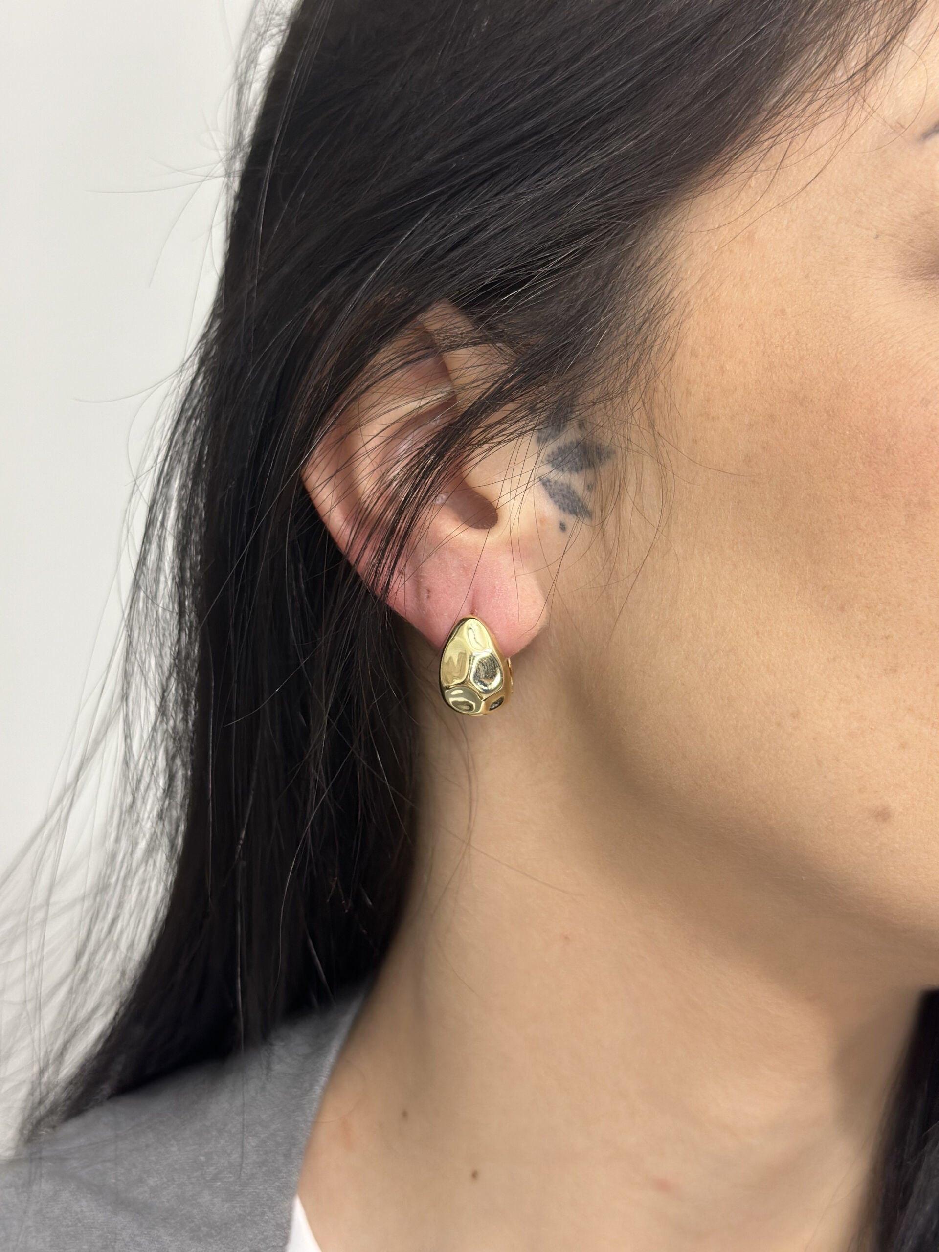 Orecchino Bombati Martellati - Orecchini Donna Oro Placcato 18K